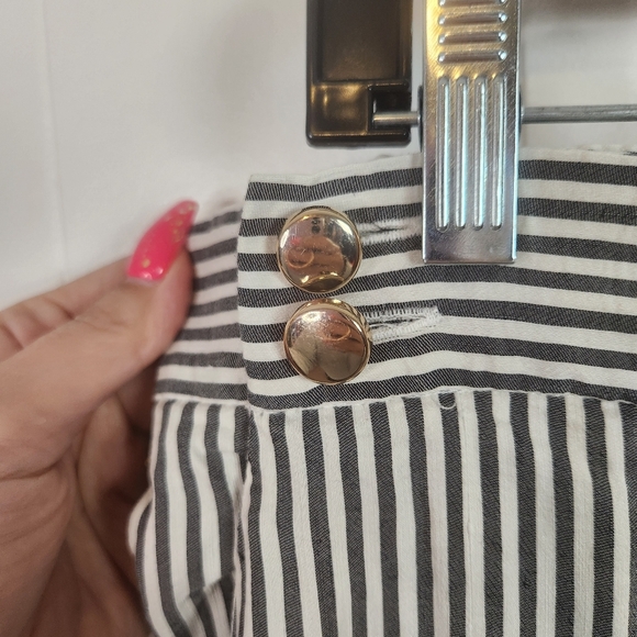 MaxMara Stripe Seersucker Ankle Cropped Pants Trousers Nautical Size 12 42 - Picture 4 of 10